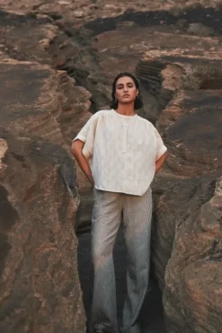 Blouses*By bar axel geo blouse | chalk