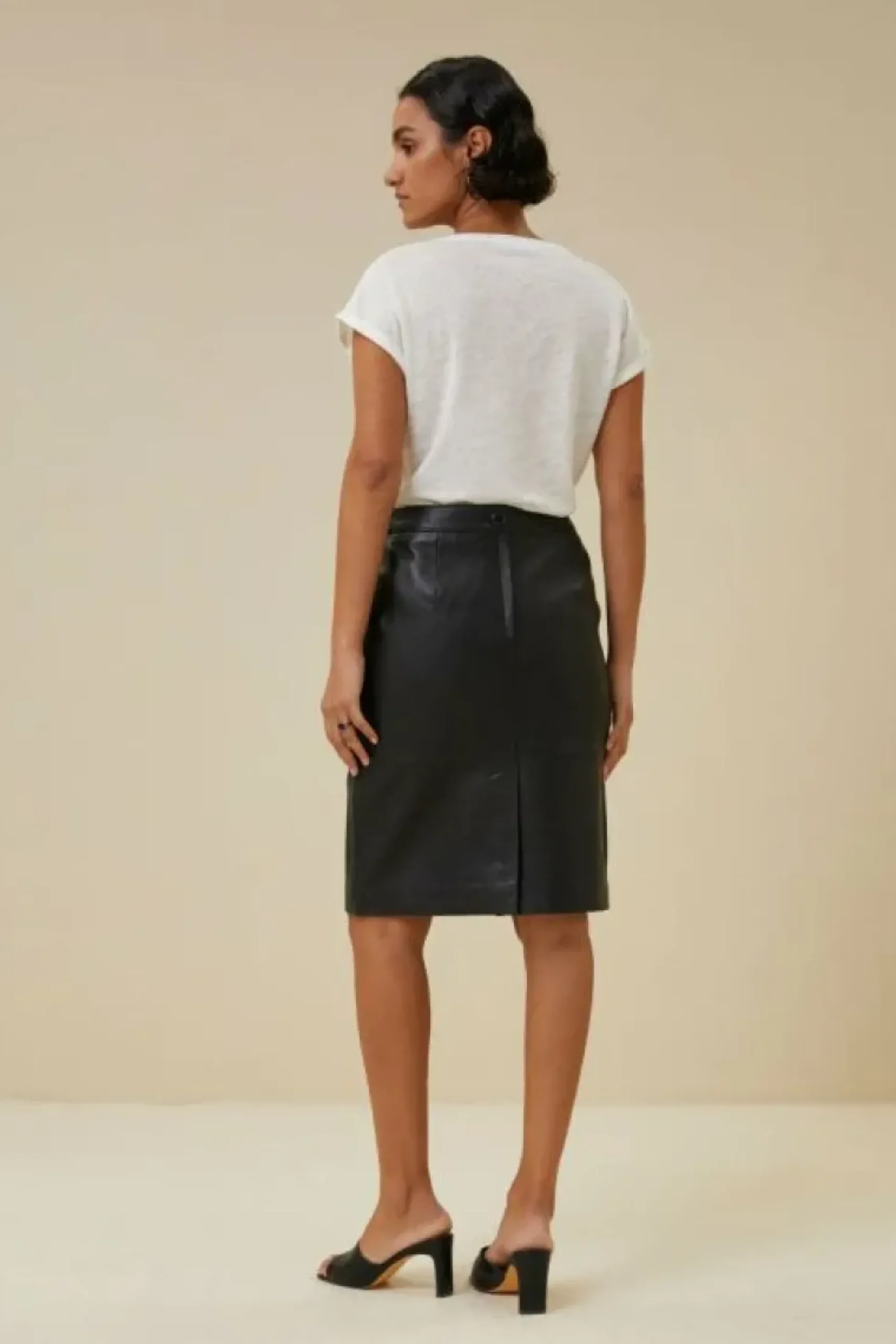 Rokken*By bar basic leather skirt | black