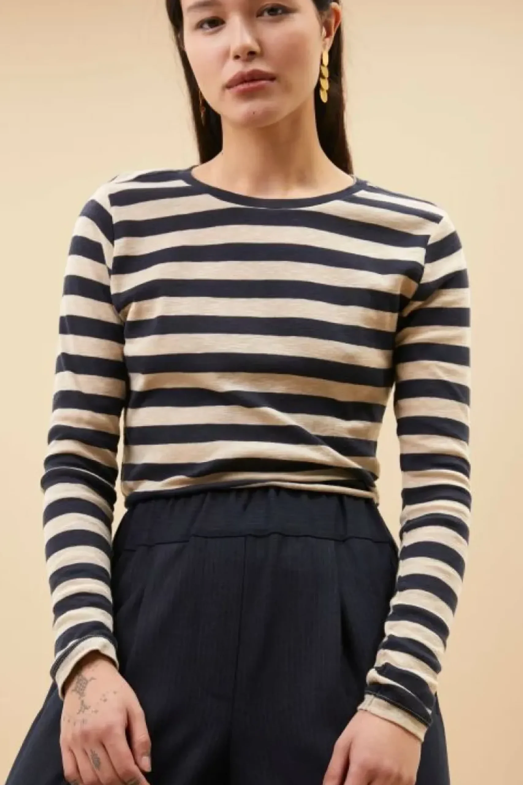 Tops & Shirts*By bar basic ls big stripe top | midnight