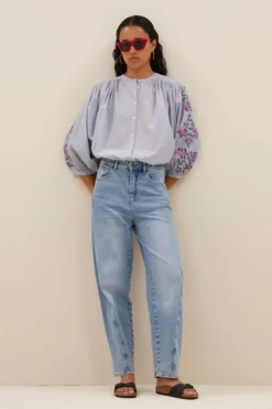 Blouses*By bar becky pinstripe blouse | indi grey