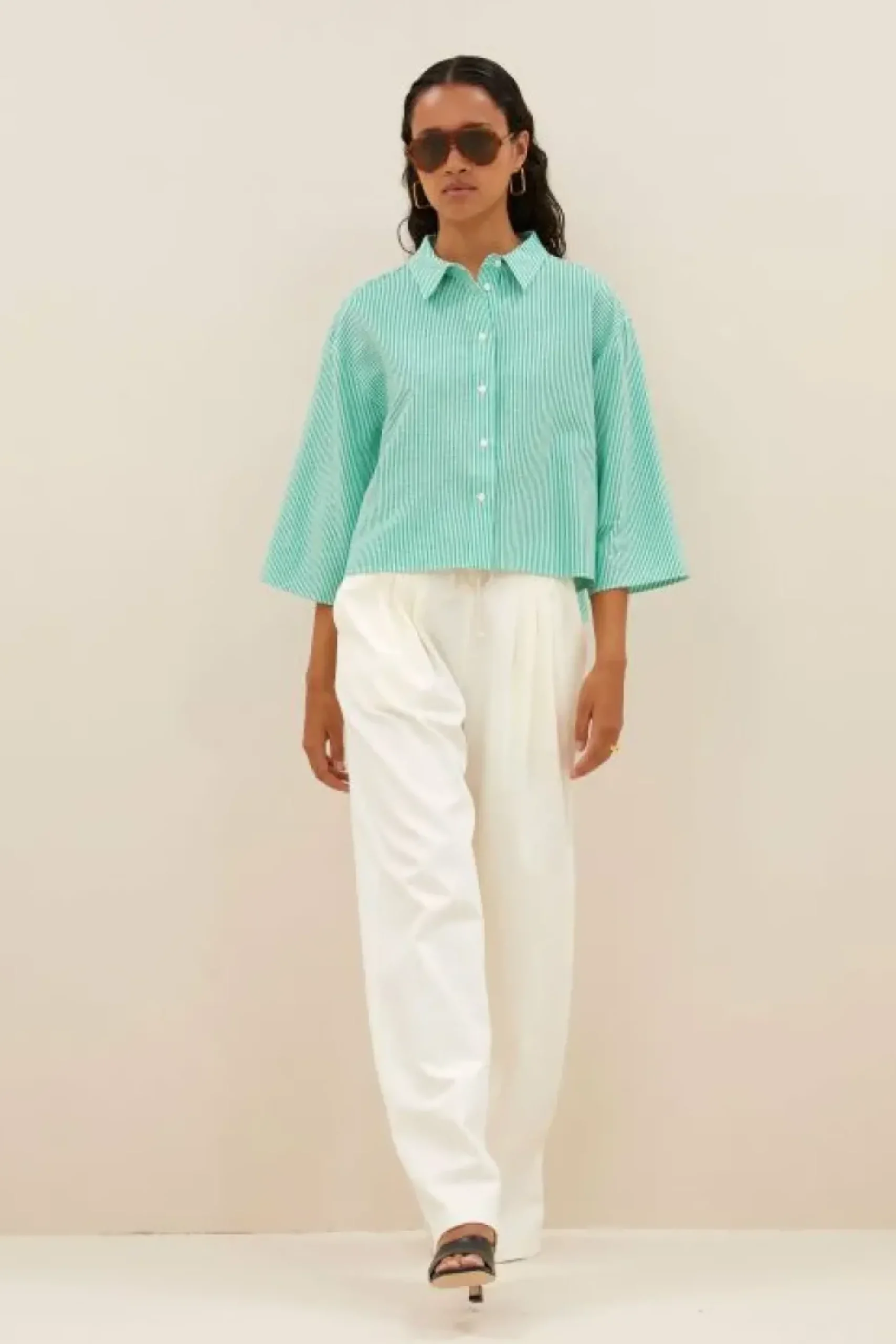 Blouses*By bar bernie blouse | green seer stripe
