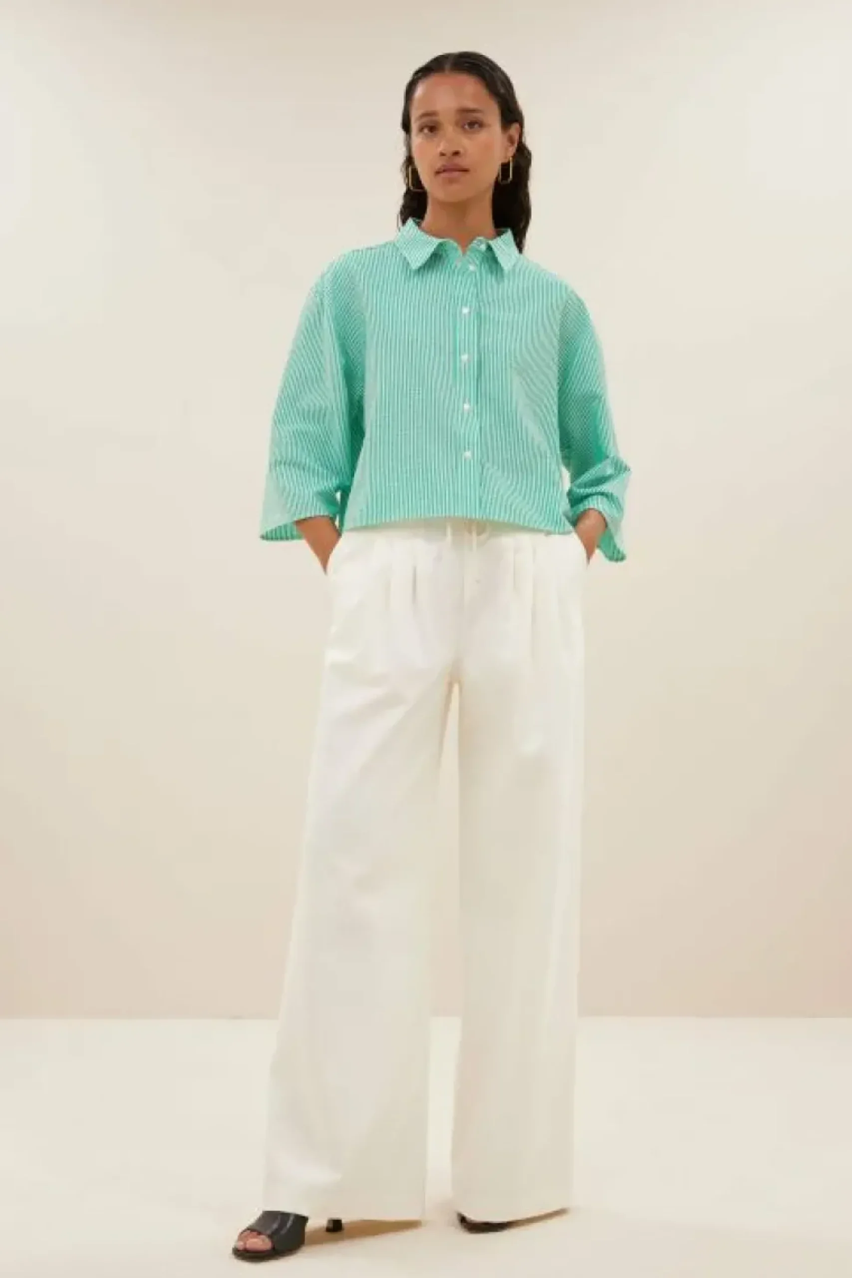 Blouses*By bar bernie blouse | green seer stripe