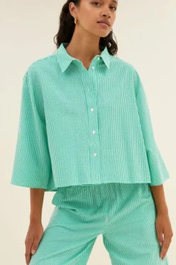 Blouses*By bar bernie blouse | green seer stripe