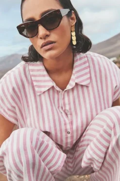 Blouses*By bar bieke linen stripe blouse | bubblegum