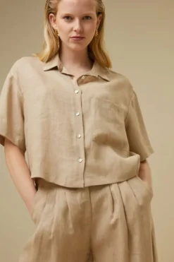Blouses*By bar cris linen blouse | latte