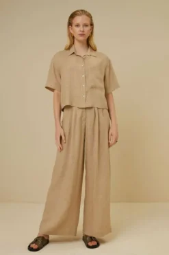 Blouses*By bar cris linen blouse | latte