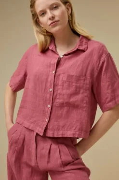 Blouses*By bar cris linen blouse | raspberry