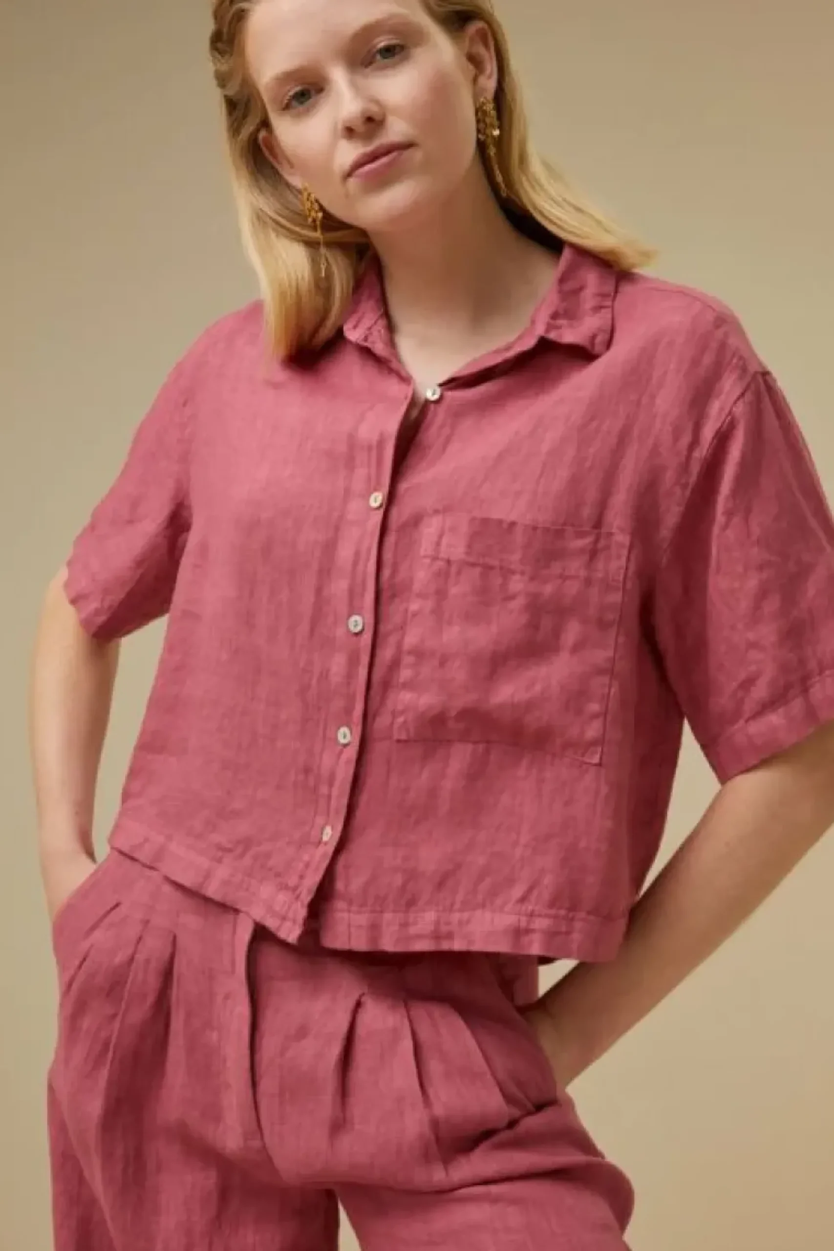 Blouses*By bar cris linen blouse | raspberry