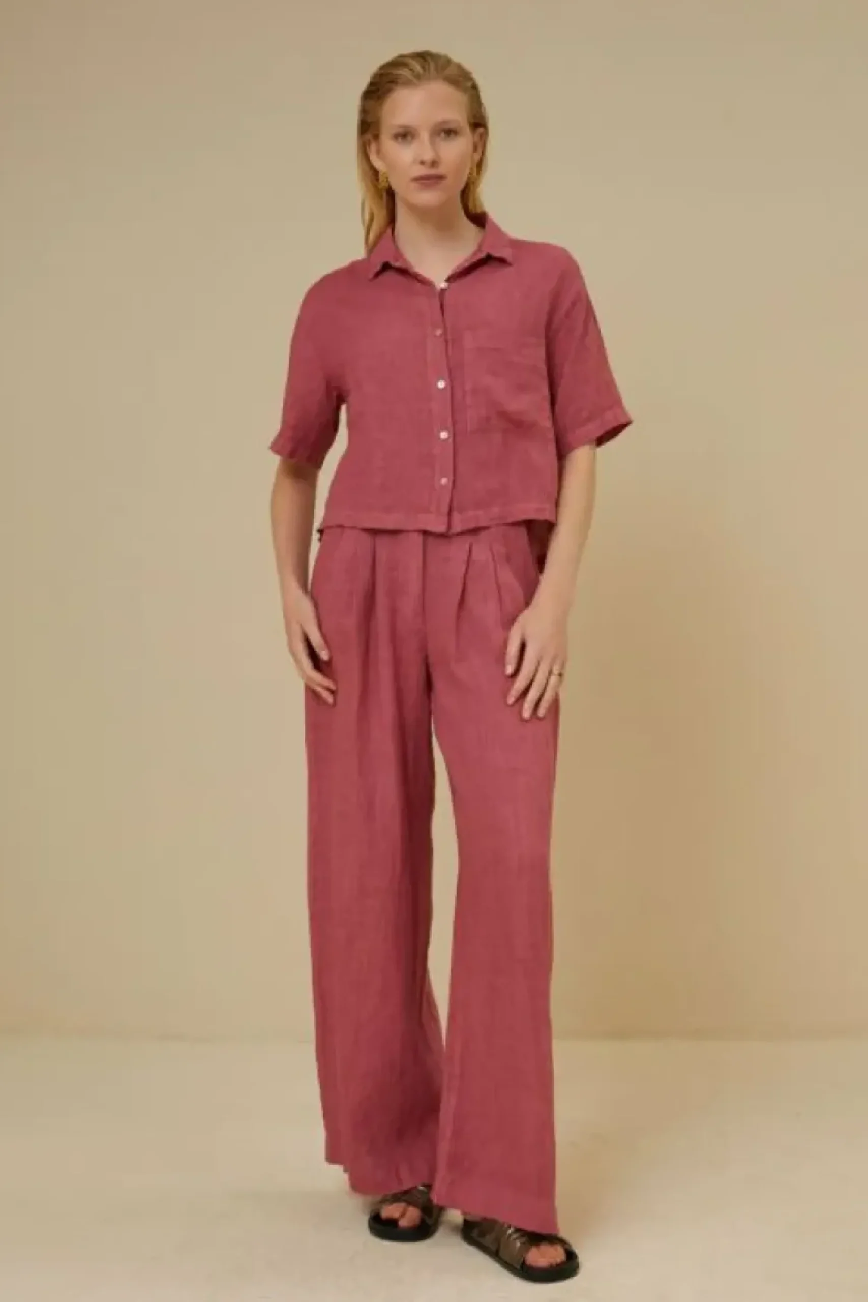 Blouses*By bar cris linen blouse | raspberry
