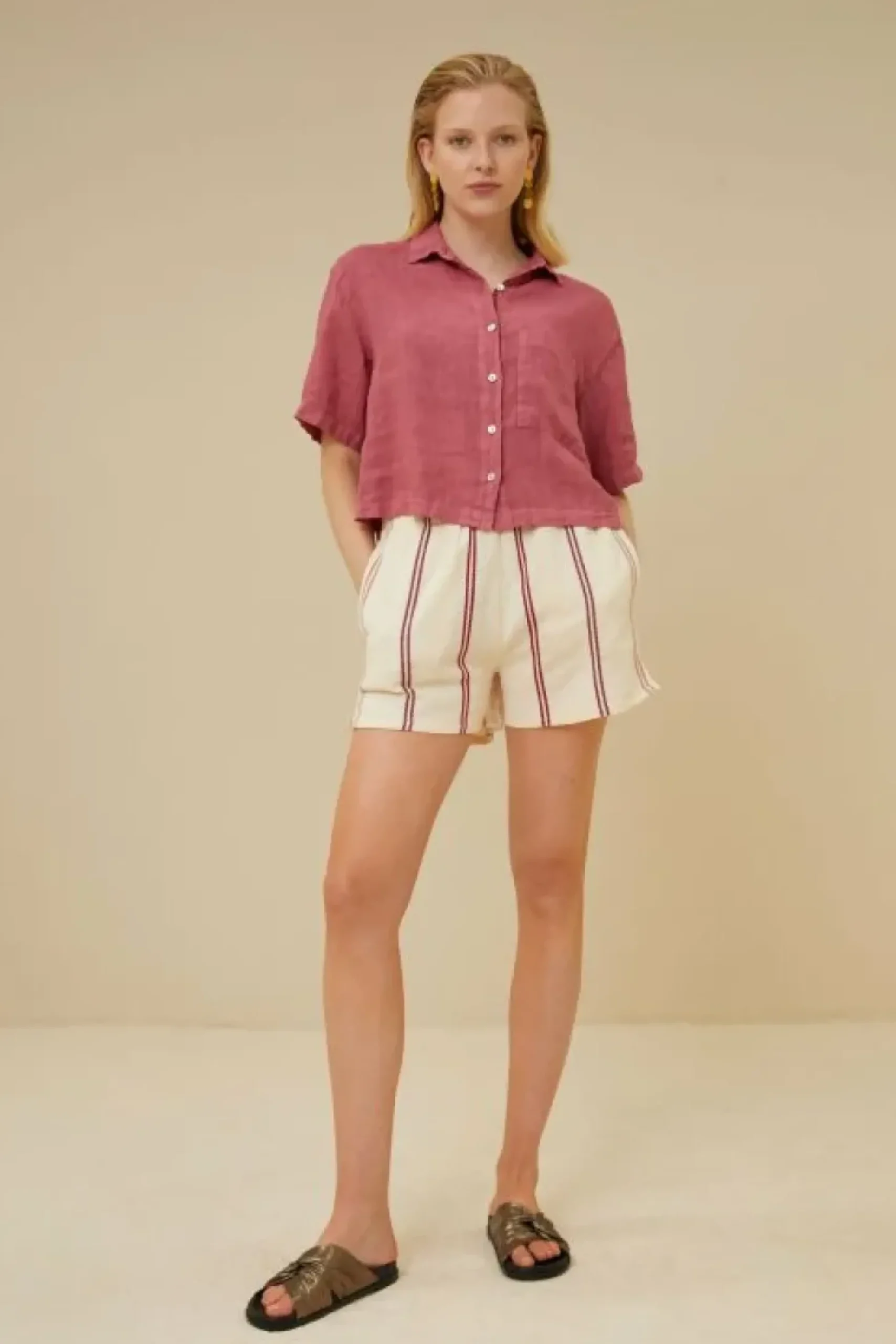 Blouses*By bar cris linen blouse | raspberry