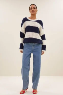 Truien*By bar evi stripe pullover | midnight big stripe
