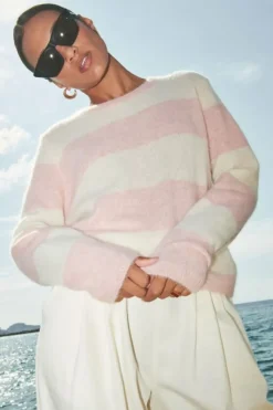 Truien*By bar gwen big stripe pullover | pink big stripe
