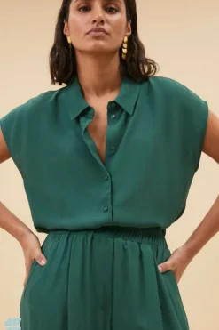 Blouses*By bar kiek viscose top | deep green