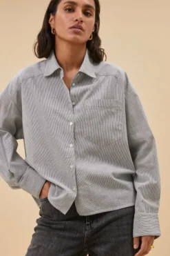 Blouses*By bar nima pin stripe blouse | black
