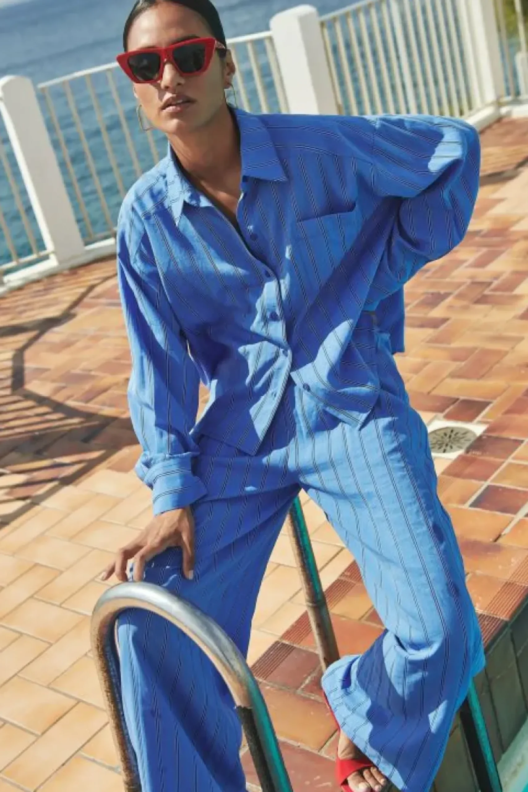 Blouses*By bar nima stripe blouse | vivid blue stripe
