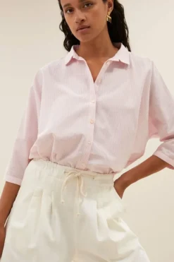 Blouses*By bar norel pink pinstripe blouse | pink pin stripe