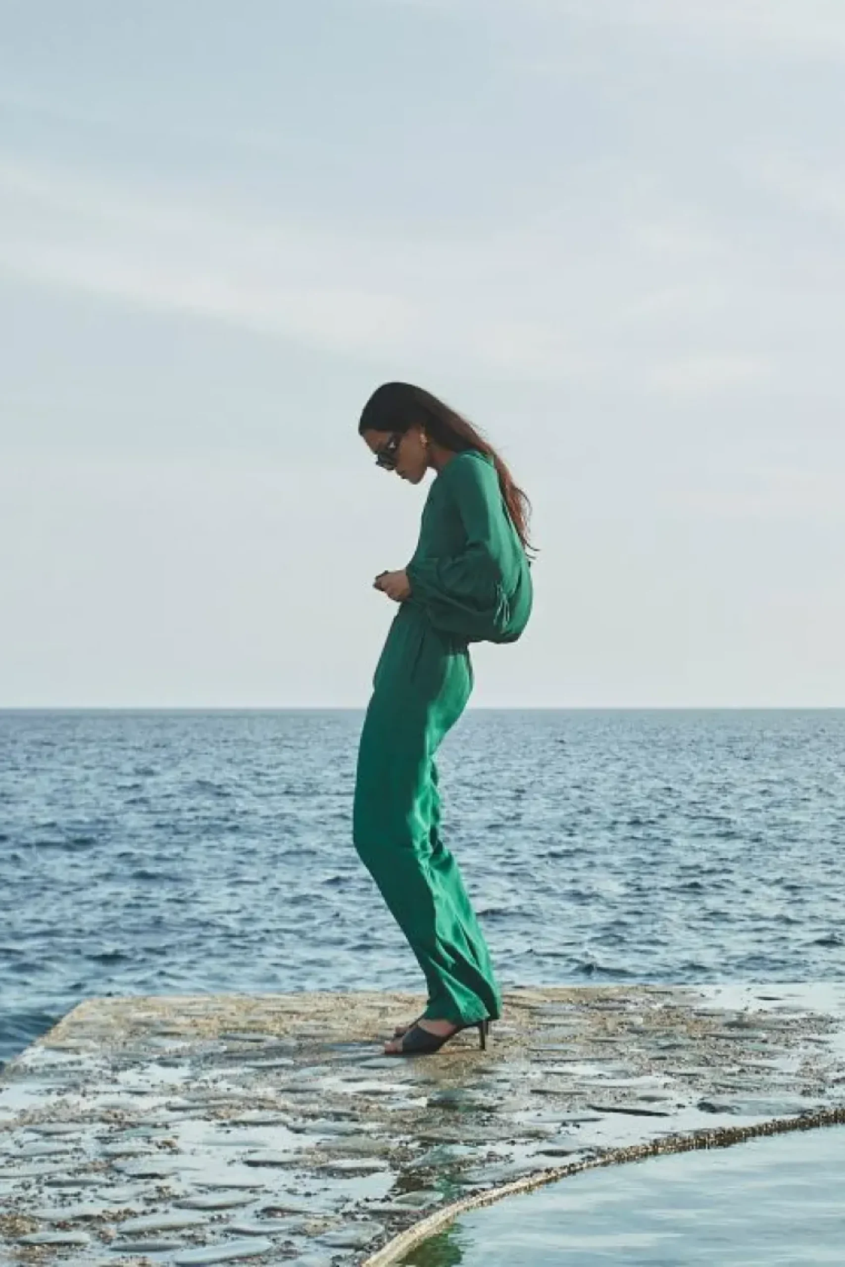 Broeken*By bar robyn satin stripe pant | evergreen