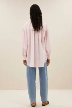 Blouses*By bar sarah pink pinstripe blouse | pink pin stripe