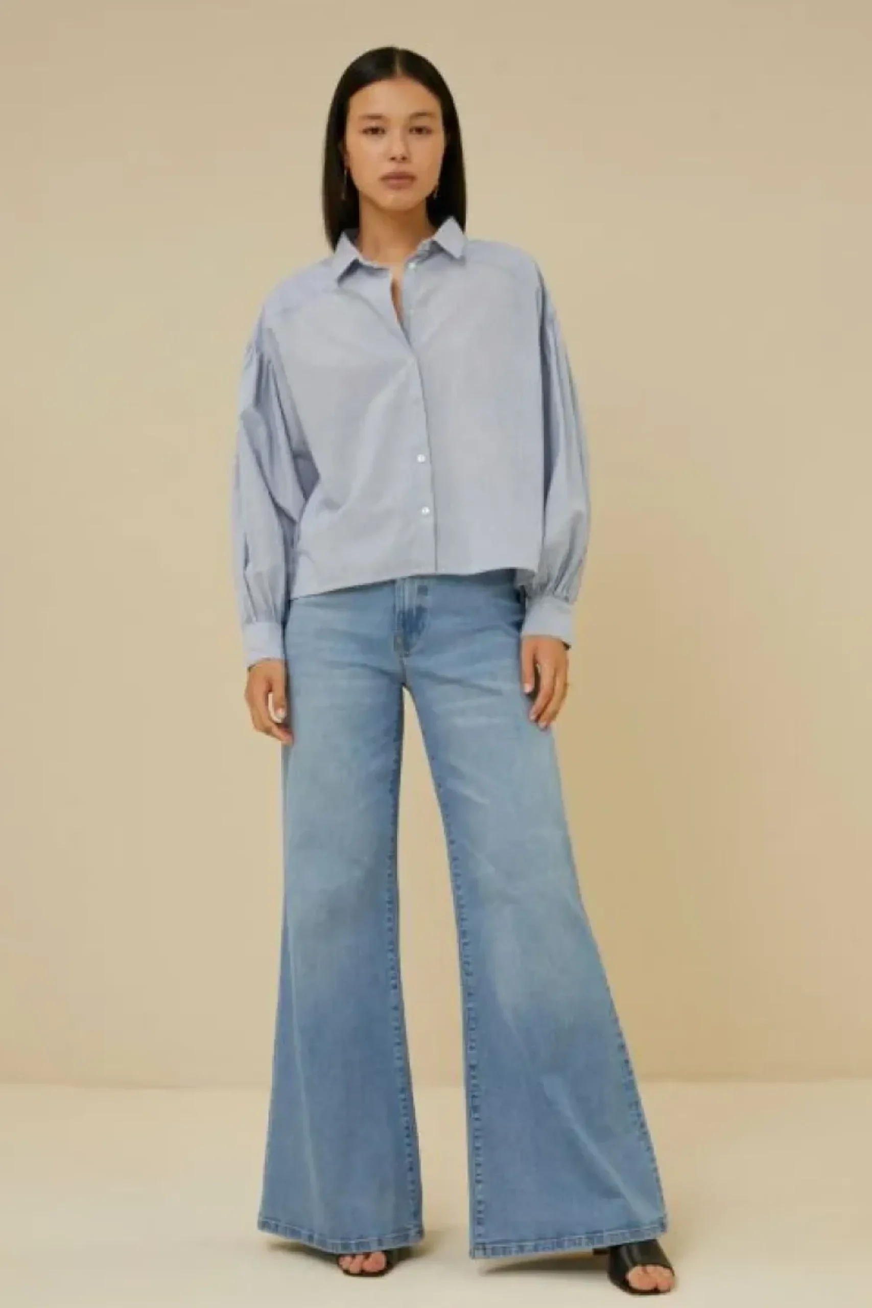 Blouses*By bar sarah short pin stripe blouse | indi grey
