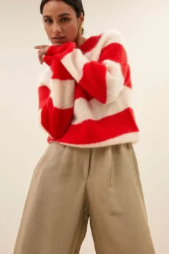 Truien*By bar sian stripe pullover | lipstick red stripe