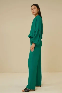 Blouses*By bar vienna satin stripe blouse | evergreen
