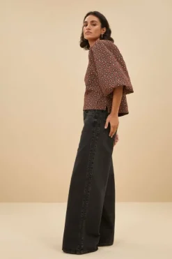 Blouses*By bar zasu jacquard blouse | brown panter print